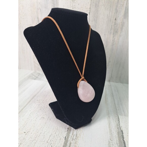 Rose Quartz Teardrop Pendant Necklace Natural Stone Crystal Spiritual Love Stone - Picture 2 of 9